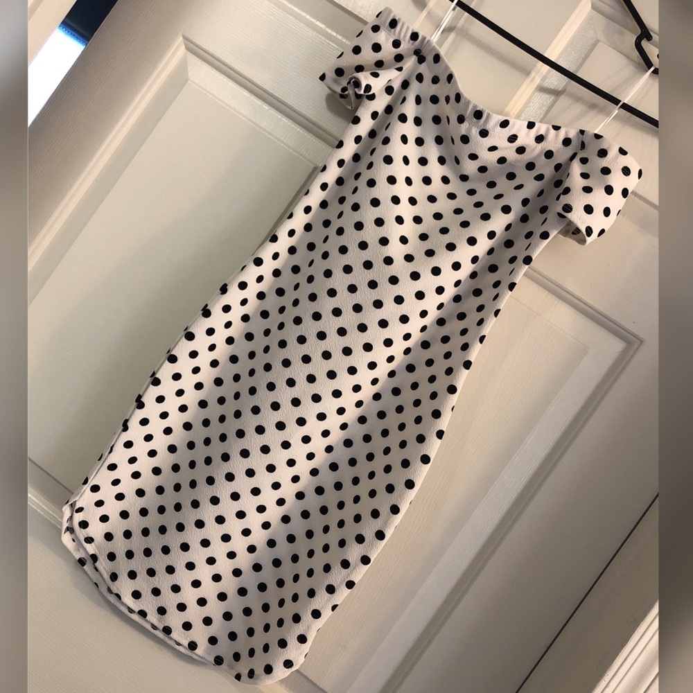 Off Shoulder Polka Dot Dress